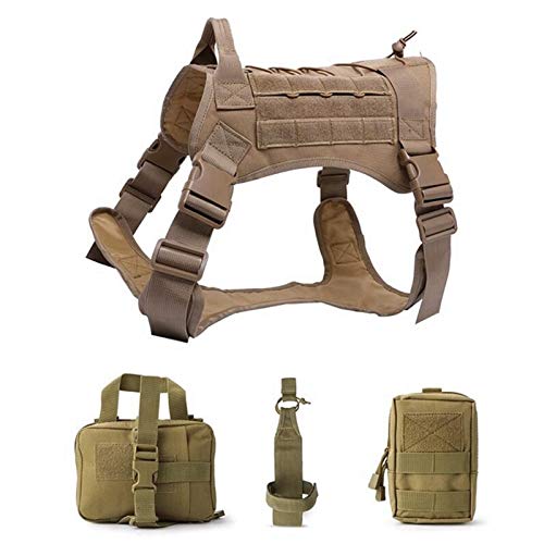 Outdoor-Jagd-Hund Westen Einstellbare Military Tactical Hundeweste-Hundetrainingsweste Harness (Color : Tan Set, Size : M) von SUNKAK