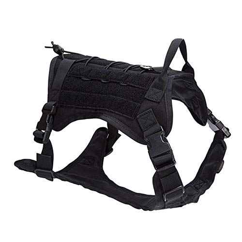 Weste Nylon Haustier Hund Vest Harness Outdoor Training Hunde-Bekleidung for Medium Big Jagdhund (Color : Black, Size : Lager) von SUNKAK