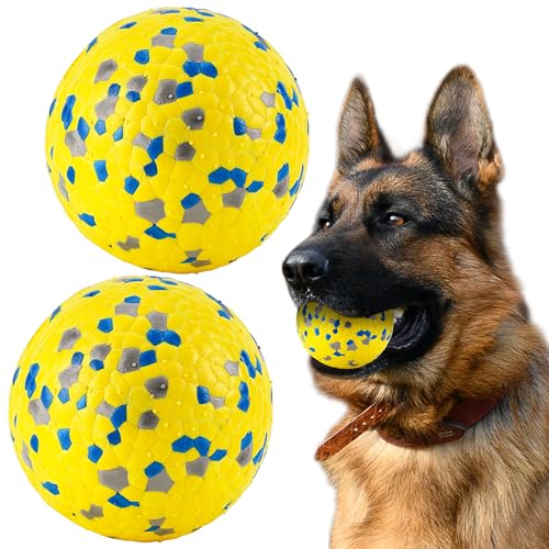 SUNNEKO Interaktives Hundespielzeug gegen Langeweile, Stimulationsspielzeug, unzerstörbares Hundespielzeug für aggressive Kauer, zahnende Hundebälle, Tennisbälle für Welpen, S, M, L, Gelb, 2 Stück von SUNNEKO