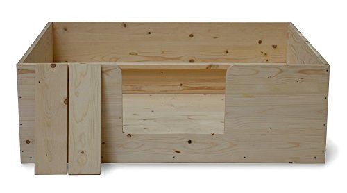 SunnyDogs Wurfkiste für Welpen | naturbelassene Welpenkiste | Wurfbox mit Welpenausgang | Wurfkasten aus Kiefernholz | Welpenbox 140 x 120 x 40 cm von SUNNYDOGS