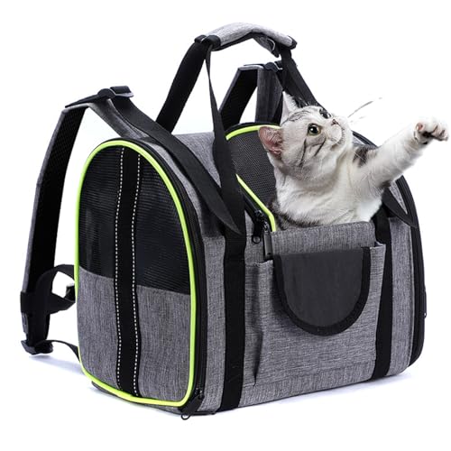 Erweiterbar Katzenrucksack, Katzen Rucksack, Hunderucksack für Katzen, Belüftetes Design, Faltbare, für Hunde Katzen Haustiere, 43 * 28 * 34cm von SUNOYA