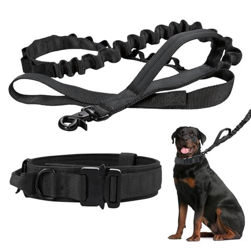 Taktisches Hundehalsband mit Kontrollgriff, Verstellbare Hunde Halsband, Verstellbares Nylon Halsband für Kleine bis Große Hunde, Schwarz von SUNOYA