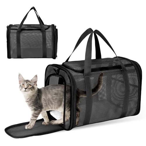 Hundetransportbox, Transportbox Hund, Katzentasche Transporttasche, Hundebox Faltbar, Haustier Tragetasche, Transporttasche Für Katzen Und Hunde, Hundetasche Für Kleine Hunde, Für Reisen (42x26x29cm) von SUNOYA