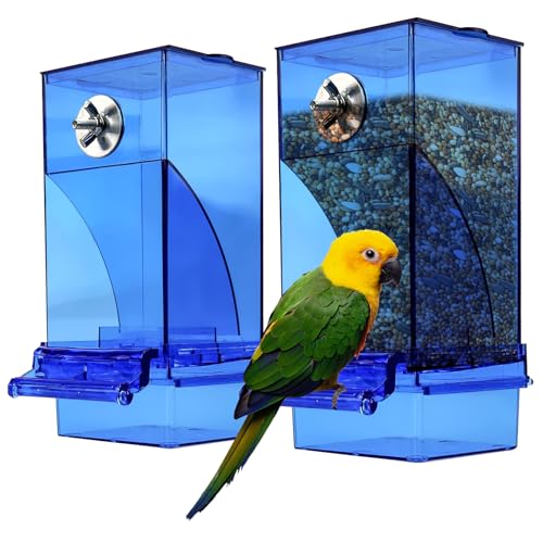 Transparent Futterspender Vogel, 2 Pcs Vogelfutterspender, Sittiche Käfig Futterautomat, Automatischer Vogelhäuschen Futterspender Für Vögel Für Wellensittiche Kanarienvögel Nymphensittiche Finken von SUNOYA