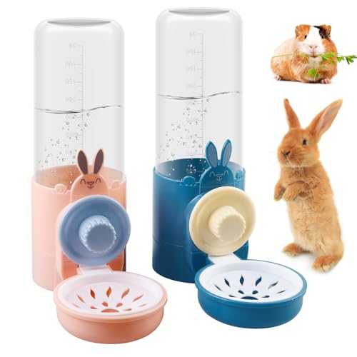 Trinkflasche Kaninchen Automatischer: Kaninchentränke 500ml, Wasserspender Kaninchen, Hasen Trinkflasche, Hängend Haustier Wasserspender für Meerschweinchen Chinchillas Igel Frettchen, 2 Stück von SUNOYA