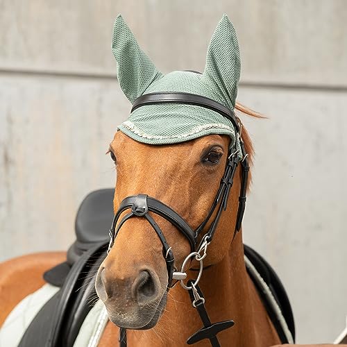 SUNRIDE Fliegenhaube “Wellington” - dämpft Umgebungsgeräusche, schützt vor Insekten, pflegeleicht - mit Strasssteinen (Cob, Olive) von SUNRIDE