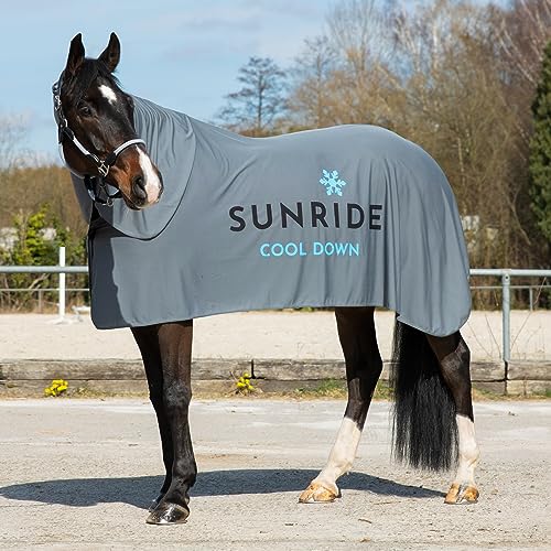 SUNRIDE Kühldecke mit Halsteil “Cool Down” (3er Set) - für Pferde - effektiver Kühleffekt - Magnetverschluss - einfache Anwendung (155 cm) von SUNRIDE