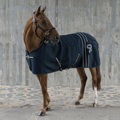 SUNRIDE Stalldecke 50g für Pferde - mit Fleece - geeignet als Unterdecke - extrem atmungsaktiv - abnehmbare Bauchgurte (blau, 105 cm) von SUNRIDE