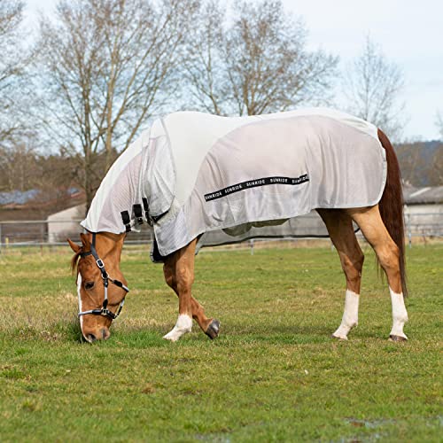 SUNRIDE Fliegendecke für Pferde mit Baumwolleinsatz “Dubai” - abnehmbares Halsteil und Bauchlatz - leichte Transportdecke (105 cm) von SUNRIDE