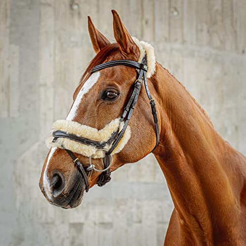 Sunride schwedische Trense Oxford mit Zügel - aus weichem Echtleder mit Fell, verstellbar und anatomisch (Pony, braun) von SUNRIDE