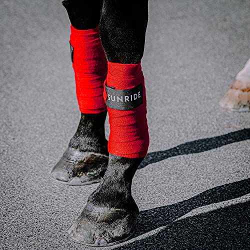 Sunride Bandagen für Pferde, stabilisieren Sehnen und Bänder - atmungsaktiv, temperaturausgleichend (2er Set, rot) von SUNRIDE