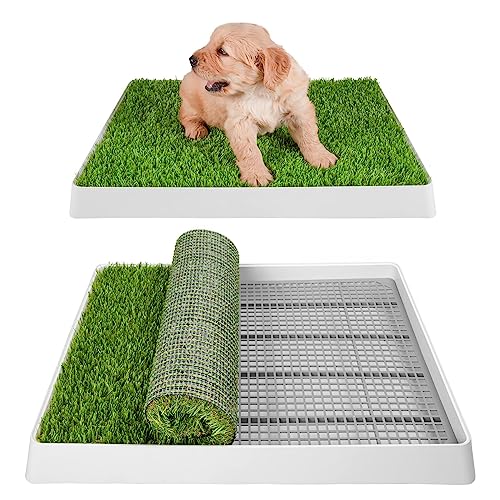 SunTurf Welpentöpfchen, Hunde Toliet, Kunstrasen-Pads mit Tablett, tragbares Trainingspad-System für kleine Hunde, 1 Tablett + 1 Packung Fälschgrasmatten, für drinnen und draußen erhältlich von SUNTURF