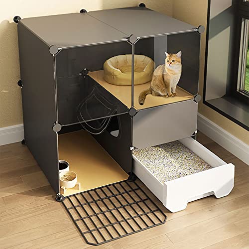 Katzenkäfig Laufstall Katzengehege Indoor Frettchenkäfig Hundeboxen Katzenhaus Katzenzucht Zerlegbar Nachrüstbar Mit Katzenhängematte Katzenbett Katzenleiter DIY Frettchen Laufstal von SUNXINMAN