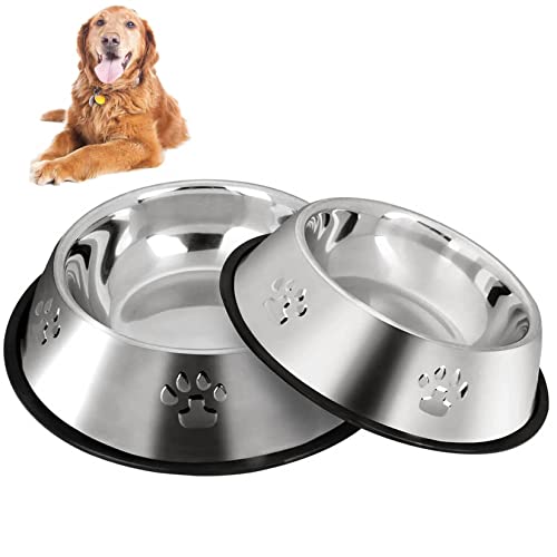 2 Stück Edelstahl Hundenapf,rutschfeste Hundenäpfe/Futternapf,Mittlere und große Hundenapf (26 cm) von SUOXU