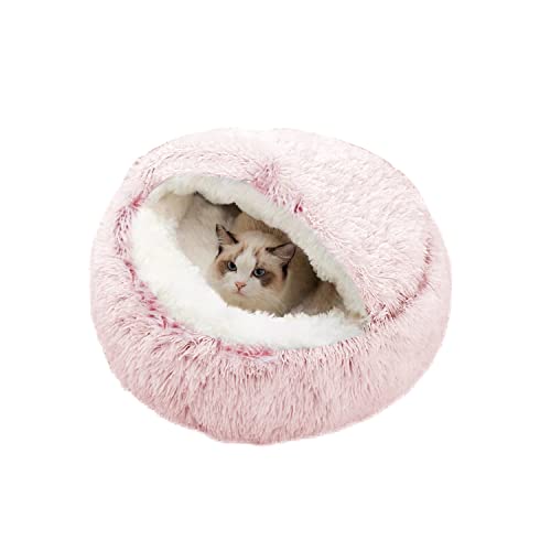 SUOXU Beruhigendes Bett für Katzen und Kleine Hunde, Katzenbett Waschbar Haustierbett,50 cm Donut Flauschig Rund Cat Bed,Weiche Kuschelbett für Den Schlaf im Innenbereich von SUOXU