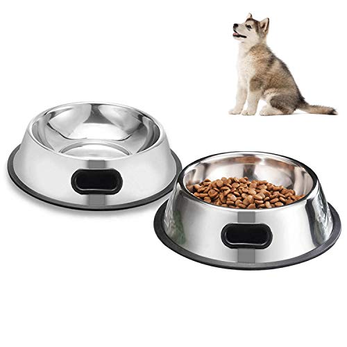 SUOXU Hundenapf, 2 Edelstahl-Futternapf, Hundenapf mit rutschfester Gummiunterseite, für kleine Hunde und Katzen, zum Füttern von Wasser und Futternapf von SUOXU