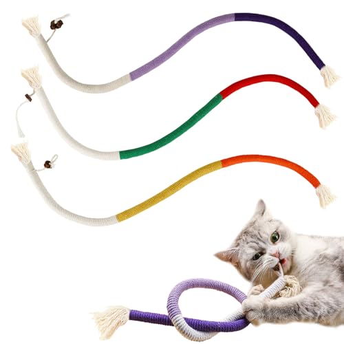 SUOXU Katzenminze Spielzeug Beißseil, Für Katze Zahnpflege Kätzchen Zahnen Kausticks Set, Gegen Mundgeruch Spielzeug Für Katzen, Baumwollseil Katzenspielzeug Mit Katzenminze-3 Stück von SUOXU