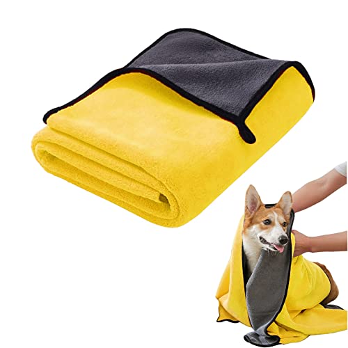 Super saugfähiges Hundehandtuch, trocknet schnell, superweich, Premium-Hunde-Bademantel, maschinenwaschbar und trocknergeeignet, Gelb von SUOXU