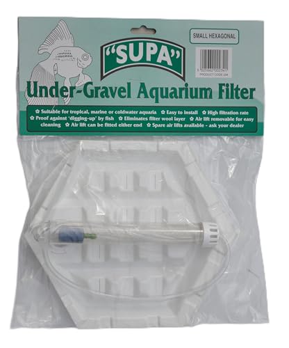 Supa Kleiner sechseckiger Unterkies-Aquariumfilter, 22,9 x 11,4 cm, geeignet für Tropische Aquarien, Meer- oder Kaltwasseraquarien, Weiß von SUPA