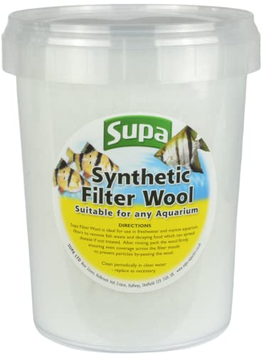 Supa Aquarium-Filterwolle, 1 Liter, Synthetisches Material, ideal zum Entfernen von Abfallpartikeln in Aquarien und Teichfiltersystemen, Weiß, groß von SUPA