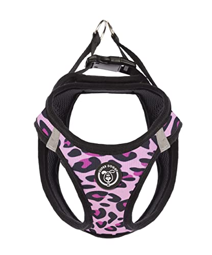 SUPER DOGGY Hundegeschirr Kleiner Hund, Reflektierendes, Atmungsaktives Brustgeschirr, Welpengeschirr für Kleine und Mittelgroße Hunde (Pink Leopard, XS/S) von SUPER DOGGY