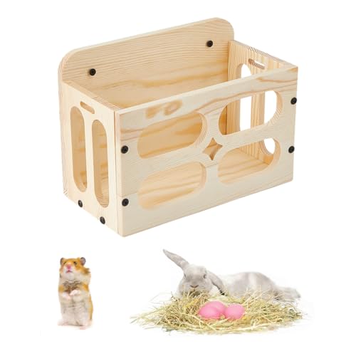 SUPERFINDINGS 1 Set Meerschweinchen Heu-Futterstation Kaninchen Heu-Futterstation Holz Heu Krippe Rack Grashalter Futterspender Halter Käfig für Kaninchen Kaninchen Chinchillas Meerschweinchen von SUPERFINDINGS