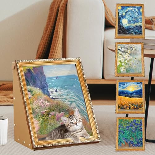 Art 3D Ölgemälde Katzennest für Künstler Kätzchen Kunst Rahmen Katzenbett mit Kratzbrett Katzenkratzpad für alle Jahreszeiten Indoor Katzenspielzeug Haus von SUPERPAWS