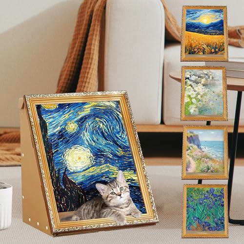 Art 3D Ölgemälde Katzennest für Künstler Kätzchen Kunst Rahmen Katzenbett mit Kratzbrett Katzenkratzpad für alle Jahreszeiten Indoor Katzenspielzeug Haus von SUPERPAWS