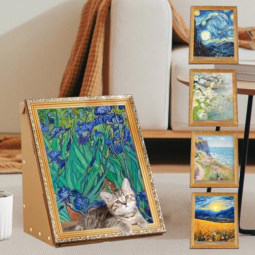 Art 3D Ölgemälde Katzennest für Künstler Kätzchen Kunst Rahmen Katzenbett mit Kratzbrett Katzenkratzpad für alle Jahreszeiten Indoor Katzenspielzeug Haus von SUPERPAWS