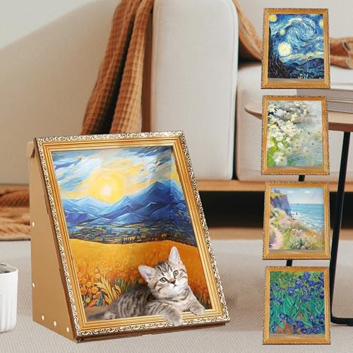 Art 3D Ölgemälde Katzennest für Künstler Kätzchen Kunst Rahmen Katzenbett mit Kratzbrett Katzenkratzpad für alle Jahreszeiten Indoor Spielzeughaus von SUPERPAWS