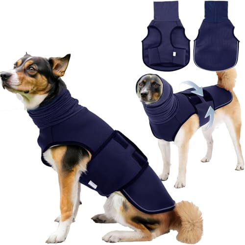 Hunde-Kapuzenpullover für Hunde, beruhigend, für Nacht, reflektierend, atmungsaktiv, verstellbare Hoodies zur Geräuschunterdrückung, Ohrenschutz (Marineblau, Größe L (Brustumfang: 50 - 60 cm), für 10 von SUPERPAWS