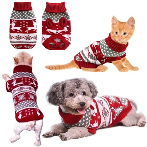 Hundepullover für den Winter, weich, dick, warm, Welpen-Hemd, Weihnachts-Rollkragen, Doppelstrickkragen, Größe S, M, L (Elch, XXL) von SUPERPAWS