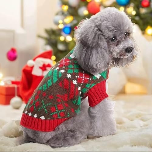 Hundepullover mit Mütze für den Winter, weich, verdickt, warm, Welpen-Hemd, Weihnachts-Rollkragenpullover für kleine, mittelgroße und große Hunde, Doppelstrickkragen, Welpenkleidung (Weihnachtsbaum, von SUPERPAWS