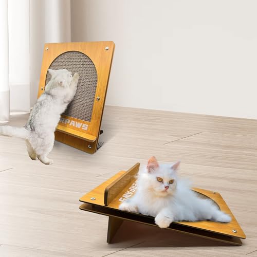 Katzenkratzbrett, Staffeleiform Wellpappe Katzenkratzer für Indoor Katzen, Katzenkratzpad mit Premium Scratch Texturen Design, Karton Katzenkratzer mit doppelseitiger Benutzerfreundlichkeit von SUPERPAWS