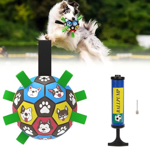 SUPERPAWS Hundespielzeug, Fußball für Hunde, interaktives Hundespielzeug, Tauziehen, Welpengeburtstagsgeschenk, Wasserspielzeug, langlebiger Hundeball für kleine und mittelgroße und große Hunde (15,2 von SUPERPAWS