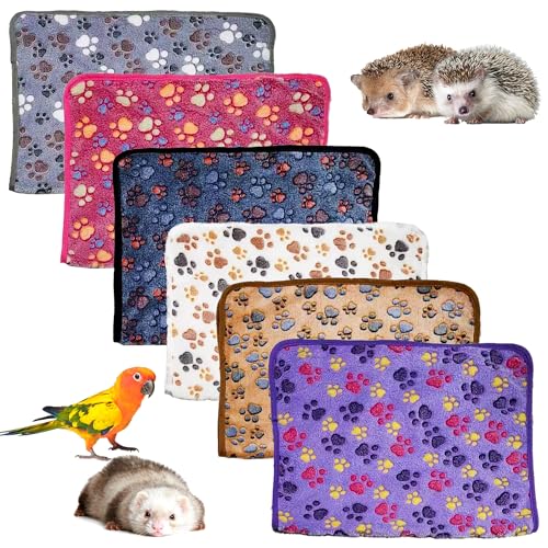 SUPERPAWS Meerschweinchen-Fleece-Decken, wasserdicht und waschbar, für Kleintierkäfige, Schlafmatte, Bettunterlage für Hamster, Chinchilla, Kaninchen, Igel, 40 x 60 cm, 6 Stück von SUPERPAWS