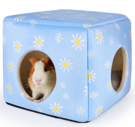 SUPERPAWS Meerschweinchen-Versteck für kleine Haustiere, 27,9 x 27,9 cm, waschbar, Meerschweinchen-Haus, gemütliches Meerschweinchenbett für kleine Haustiere, Hasen, Hamster, Chinchilla, von SUPERPAWS