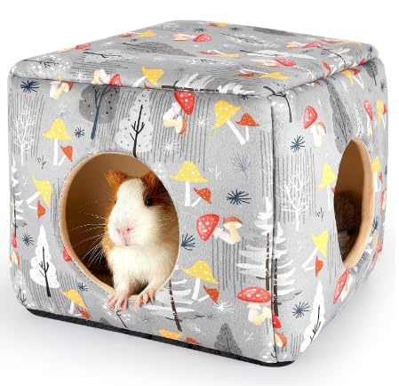 SUPERPAWS Meerschweinchen-Versteck für kleine Haustiere, 27,9 x 27,9 cm, waschbar, Meerschweinchen-Haus, gemütliches Meerschweinchenbett für kleine Haustiere, Kaninchen, Hamster, Chinchilla, von SUPERPAWS