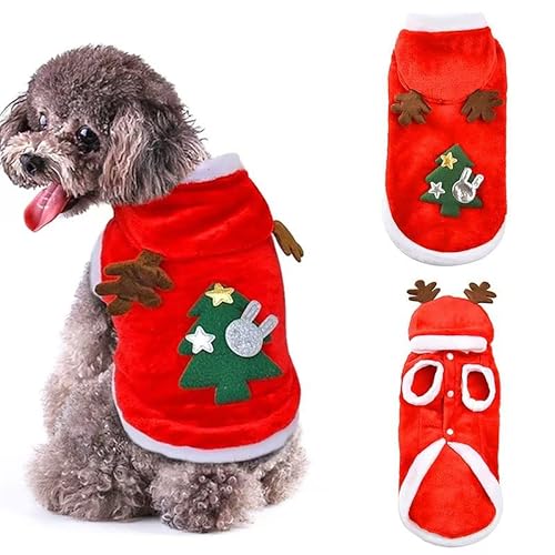 Weihnachtskleidung für Hunde, weich, dick, warm, Rollkragenpullover für kleine, mittelgroße und große Hunde, Doppelstrickkragen, Welpenkleidung (Weihnachtsbaum, Größe L (1 Stück) von SUPERPAWS