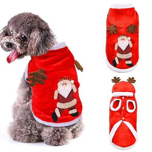 Weihnachtskleidung für Hunde, weich, dick, warm, Rollkragenpullover für kleine, mittelgroße und große Hunde, Doppelstrickkragen, Welpenkleidung (Weihnachtsmann, Größe M, 1 Stück) von SUPERPAWS