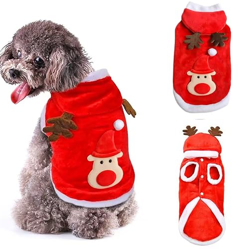 Weihnachtskleidung für Hunde, weich, dick, warm, Rollkragenpullover für kleine, mittelgroße und große Hunde, Doppelstrickkragen, Welpenkleidung (süßer Elch, Größe L (1 Stück) von SUPERPAWS