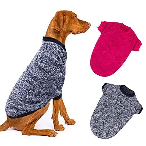 SUPJADE 2Stück Große Hundepullover Pullover Hunde Outfits Kleidung Bekleidung für Winter Warm Urlaub Winterhunde Klassischer Strickpullover Weihnachten Haustier Kostüme L von SUPJADE