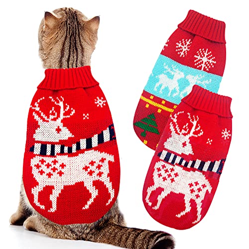 SUPJADE Weihnachtspullover für Welpen/Katzen, Strickpullover, Winterkleidung, Weihnachts-Hoodies für Kätzchen und kleine Hunde (XS (Brustumfang: 26 cm, Rückseite: 23 cm)) von SUPJADE