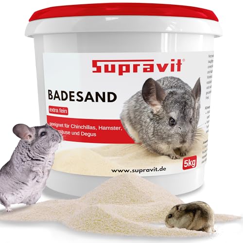 SUPRAVIT Badesand I staubfreier Badesand für Nager I Chinchilla Sand saugfähig, pH-neutral & asbestfrei I Fellpflege I Mineraliensand für Chinchilla, Hamster, Degus, Gerbils von SUPRAVIT