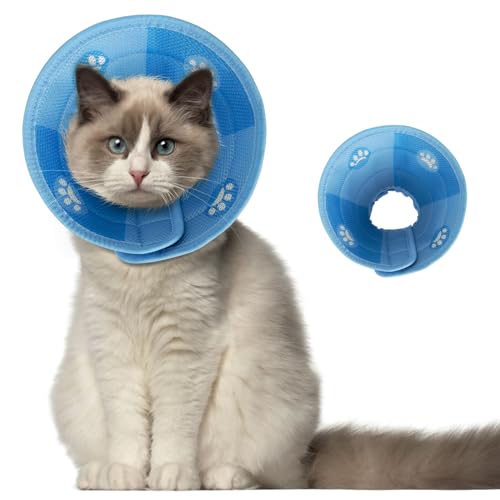 Halskrause Katze,Faltbaren Weicher Schutzkragen Katze Elisabethanischer Kragen,Wiederherstellung Halsband Weich Kragen Cone Nach Operation und Verletzungen (blau, L) von SUPRBIRD