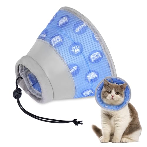 Halskrause Katze,Wiederherstellung Halsband Weich Katze Schutzkragen für Nach Operation und Verletzungen,Faltbaren Weicher Schutzkragen Katze Katzenkragen,für Katzen,Kleine Hunde (blau, M) von SUPRBIRD