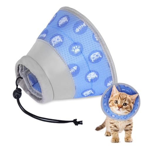 Halskrause Katze,Wiederherstellung Halsband Weich Katze Schutzkragen für Nach Operation und Verletzungen,Faltbaren Weicher Schutzkragen Katze Katzenkragen,für Katzen,Kleine Hunde (blau, S) von SUPRBIRD