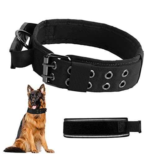 Taktisches Hundehalsband, Halsband mit Griff, Hundehalsband für Große Hunde, Weich Gepolstertes Neopren Nylon, Verstellbare Halsband für Mittel Große Hunde L(43-53 cm) von SUPRBIRD