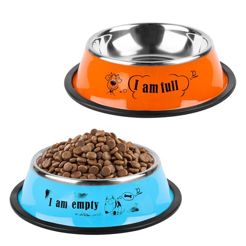 Hundenapf,2 Stück Edelstahl-Haustiernäpfe, Dog Bowl Mit Rutschfesten Fressnapf Hund Für Katzen Oder Kleine Mittlere Große Hunde Hundeschüssel von SUPRROW