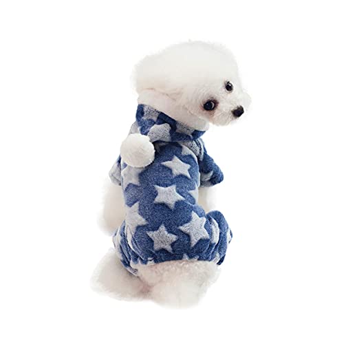 Barrageon Pet Winter Pajamas Dog Puppy Coats Flannel Warm Hoodies Jumpsuit Jacket Soft Small Cute (Blue-L) von SUPTMAX